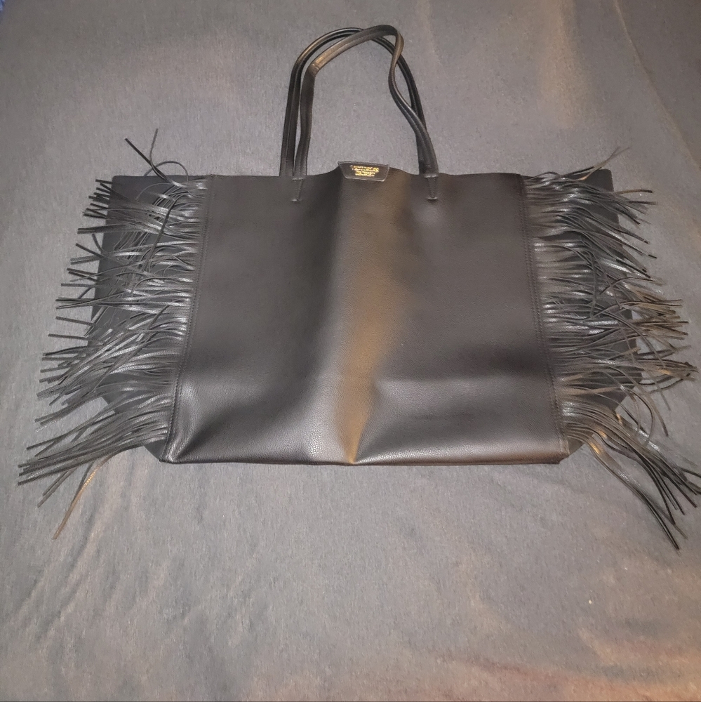 Victoria's Secret Large Fringe Purse - Black